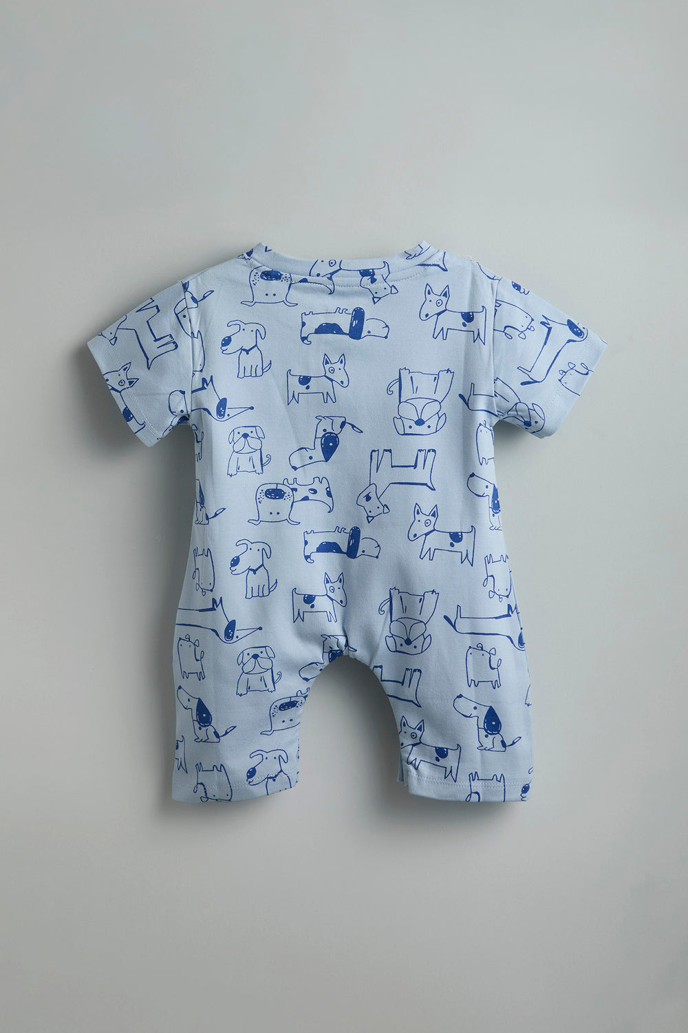 GOTS Certified Organic Cotton Romper for Babies | Blue dogs print - Urbanrac