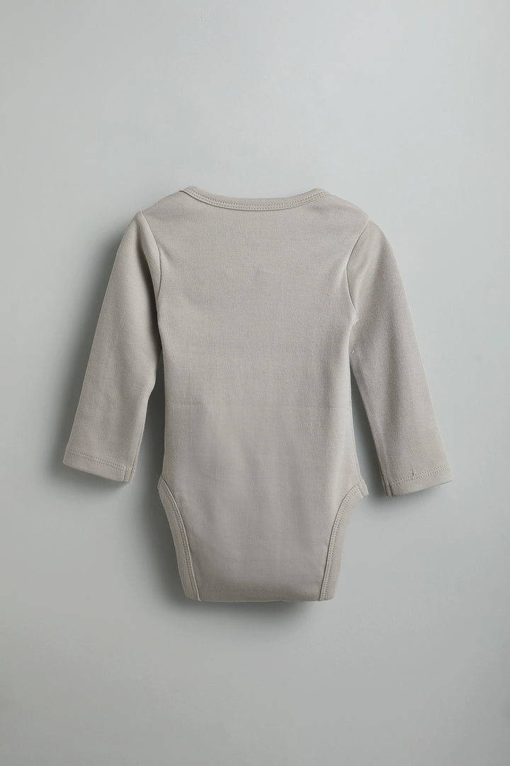 GOTS Certified Organic Cotton Full Sleeves Onesies | Grey Brid Print - Urbanrac