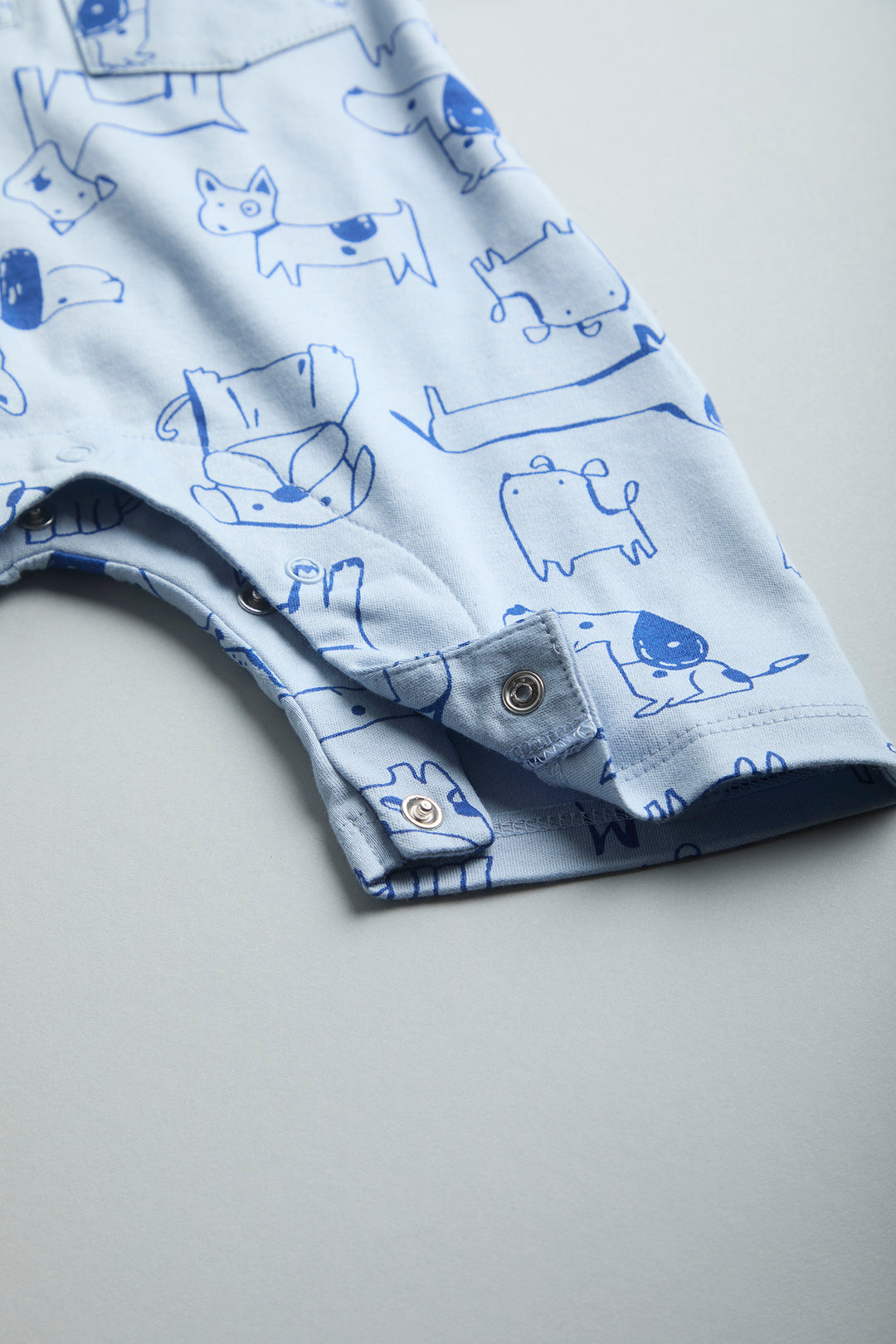 GOTS Certified Organic Cotton Romper for Babies | Blue dogs print - Urbanrac
