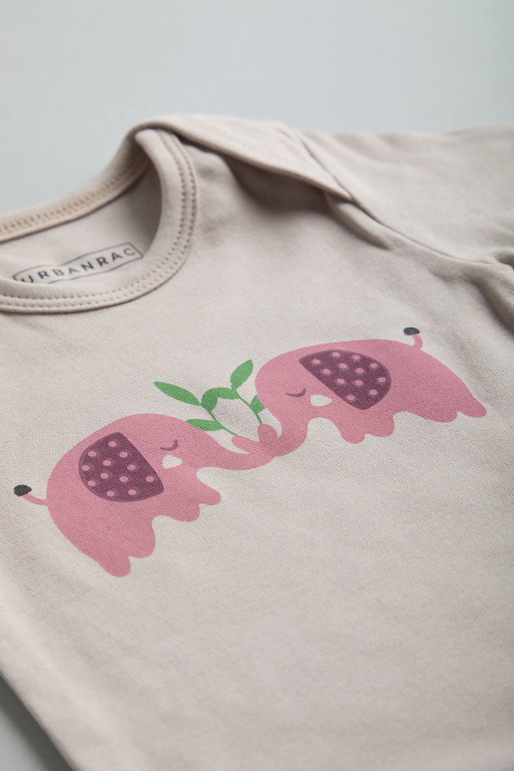 GOTS Certified Organic Cotton Half Sleeves Baby Onesies Elephant Print - Urbanrac
