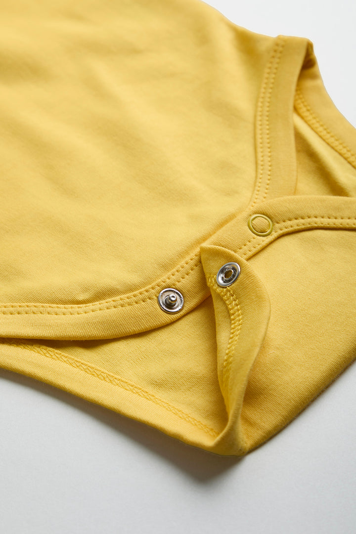 GOTS Certified Organic Cotton Full Sleeves Onesies | Yellow Giraffe Print - Urbanrac