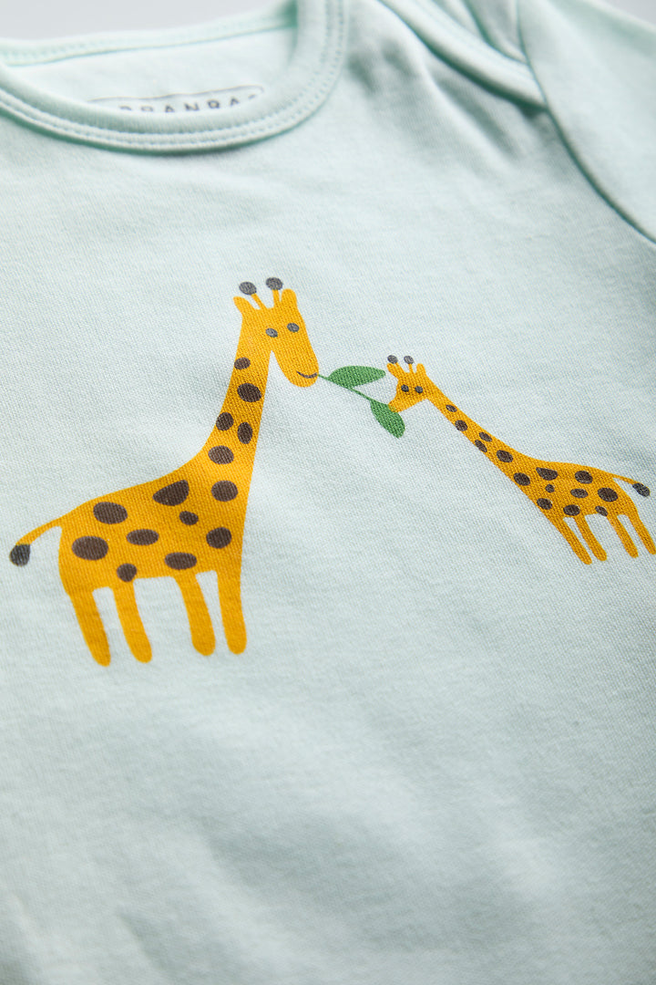 GOTS Certified Organic Cotton Half Sleeves Baby Onesies Giraffe Print - Urbanrac