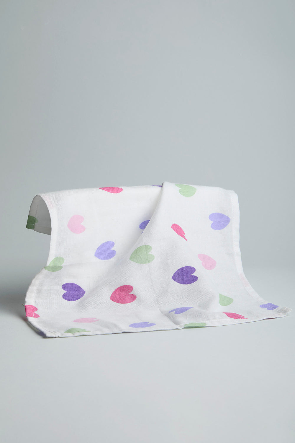 GOTS Certified Organic Muslin Baby Wash Cloth - Pack of 3 - Hearts/Solid Print - Urbanrac