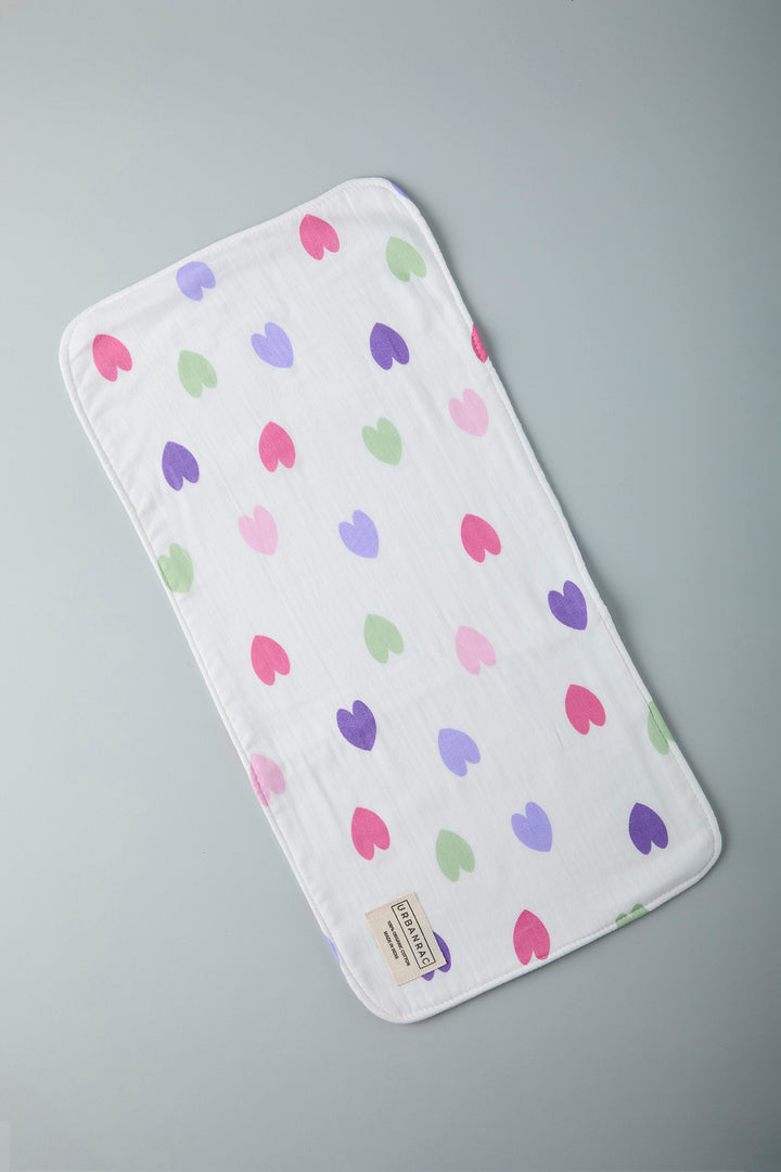 GOTS Certified Organic Cotton Baby Burp Cloth - Hearts Print - Urbanrac