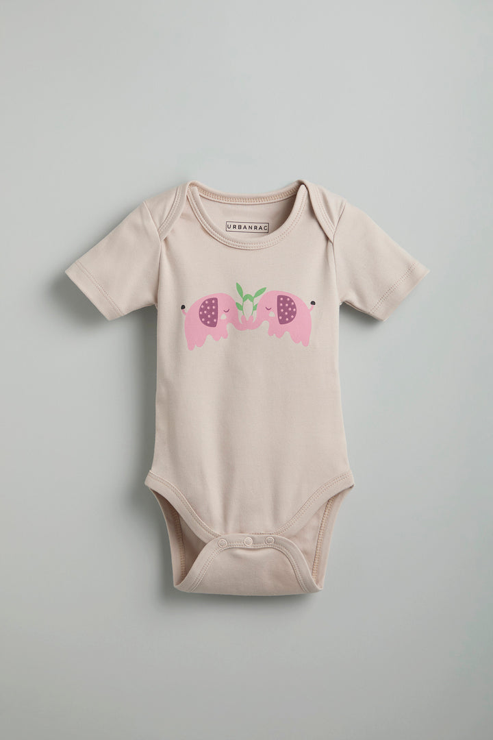 GOTS Certified Organic Cotton Half Sleeves Baby Onesies Elephant Print - Urbanrac