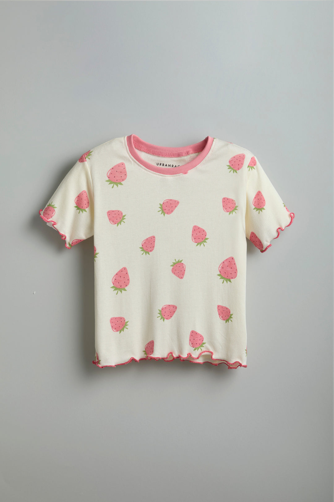 100% Cotton Peachy Strawberry Print Co-Ord Set - Urbanrac