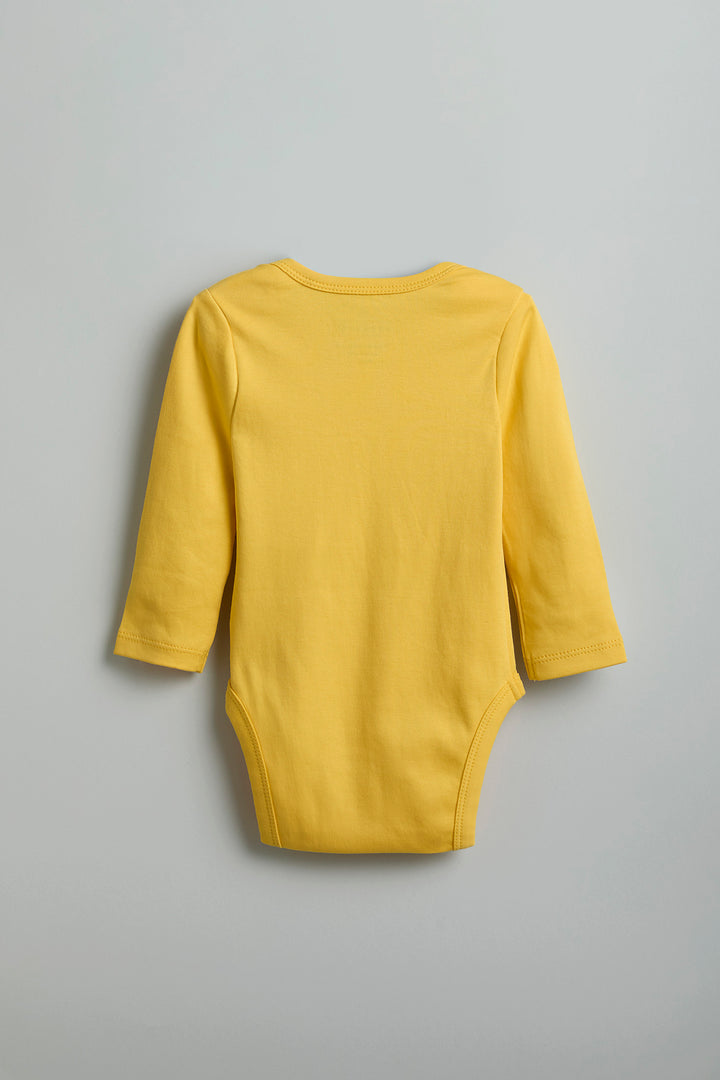 GOTS Certified Organic Cotton Full Sleeves Onesies | Yellow Giraffe Print - Urbanrac