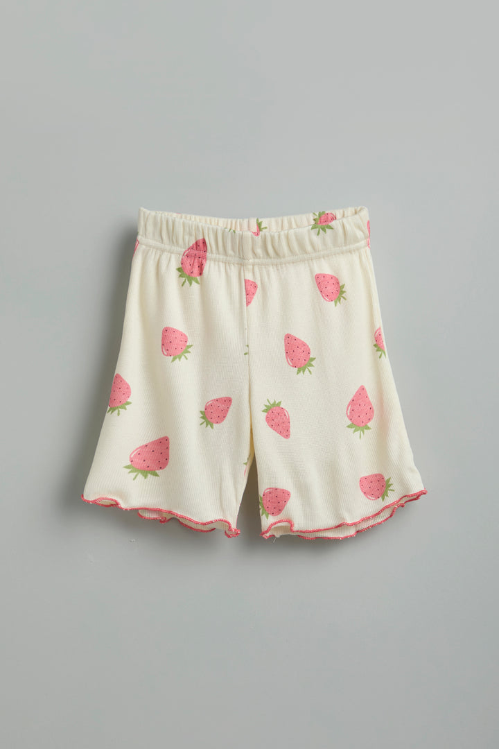 100% Cotton Peachy Strawberry Print Co-Ord Set - Urbanrac