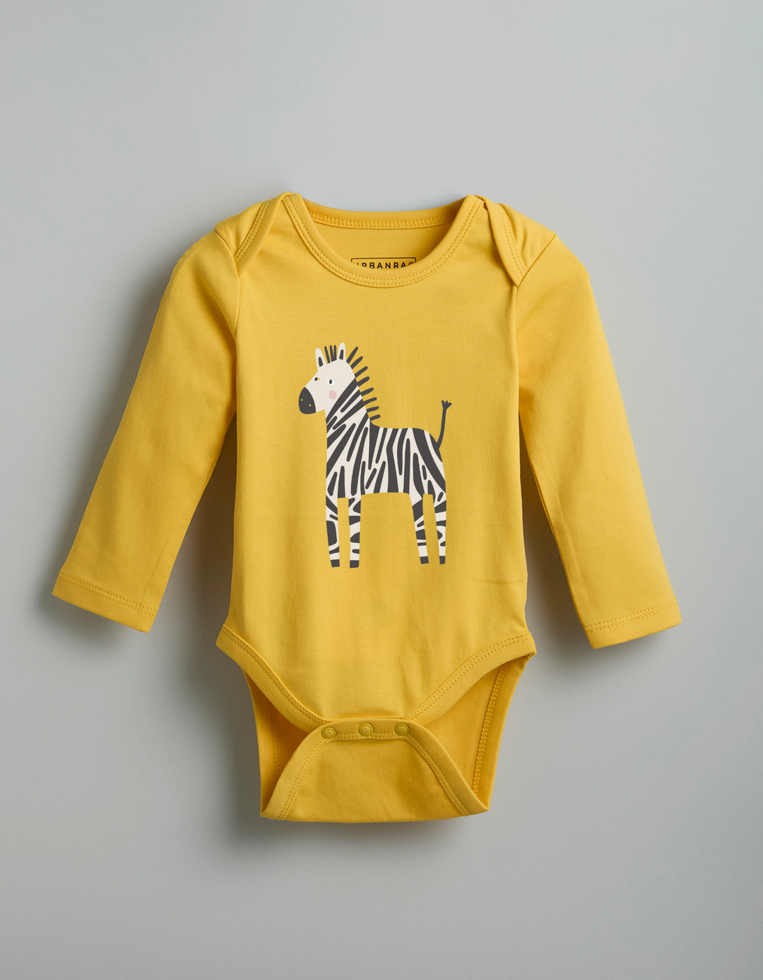 GOTS Certified Organic Cotton Full Sleeves Onesies | Yellow Giraffe Print - Urbanrac