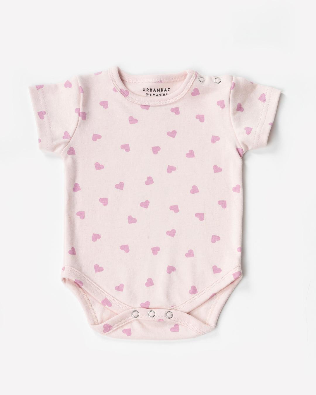 Pink Heart Print Onesies 100% Cotton - Urbanrac