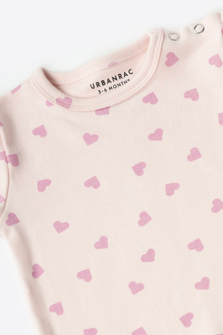 Pink Heart Print Onesies 100% Cotton