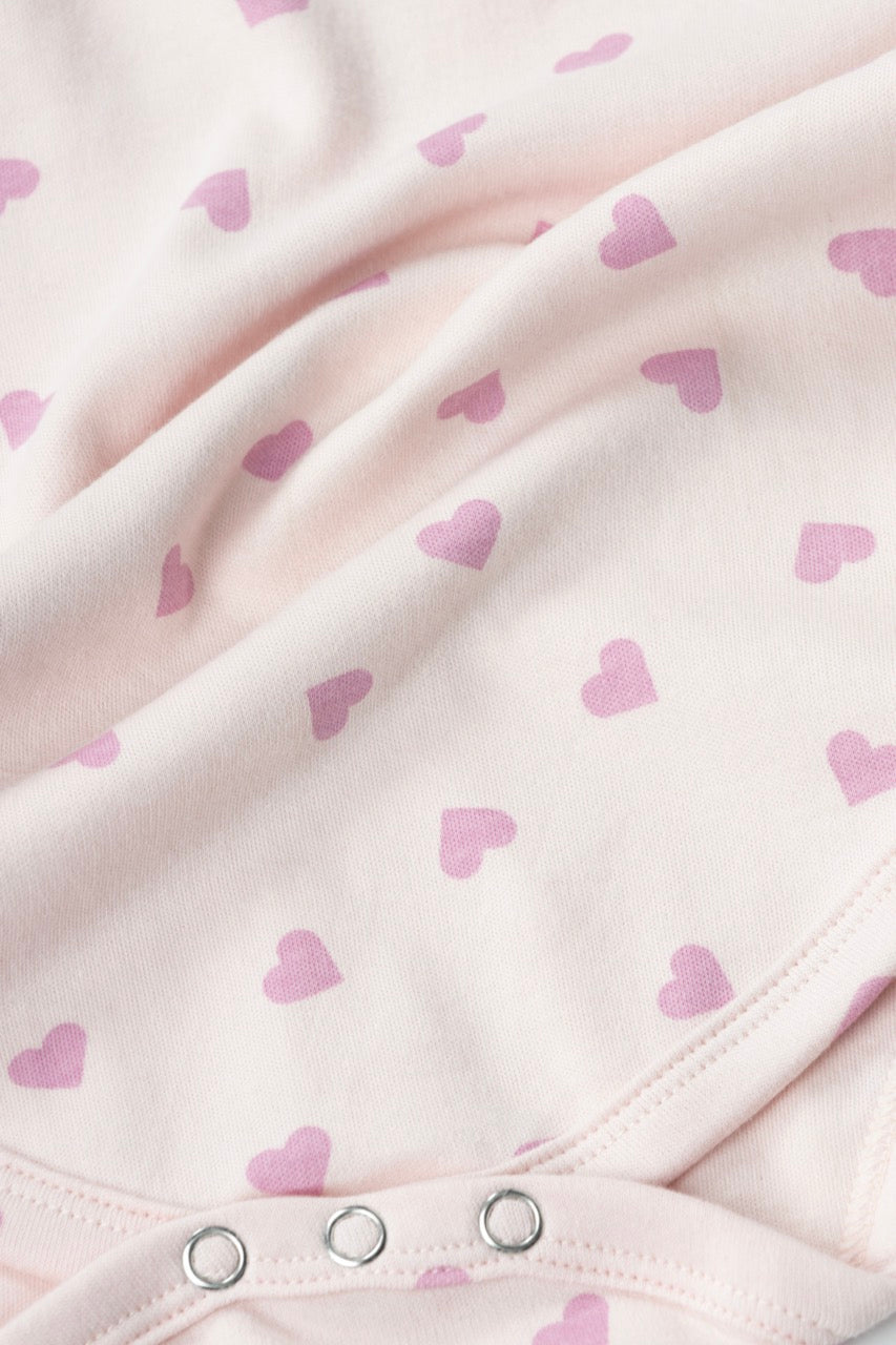 Pink Heart Print Onesies 100% Cotton