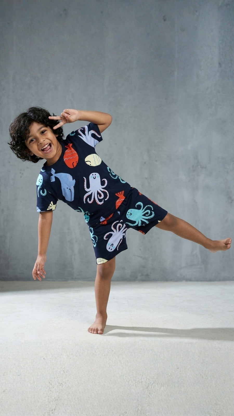 100% Cotton Co-Ord Sets | Little Kids | Sea Animals