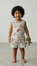 Mustard Orange Dino Print Co-ord Set
