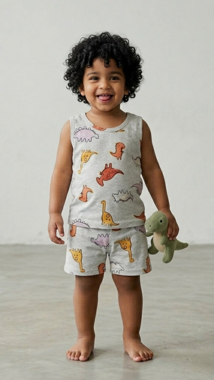 Mustard Orange Dino Print Co-ord Set