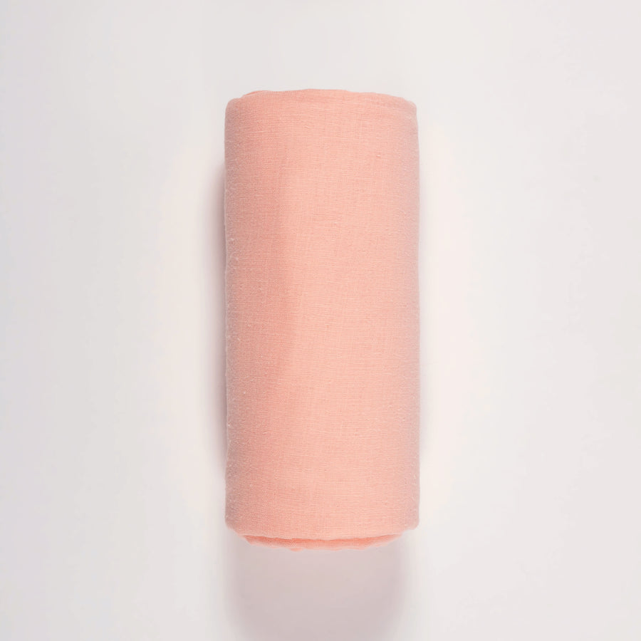 GOTS Certified Organic Muslin Baby Swaddles - Pack of 2 - Floral print and Solid Peach - Urbanrac