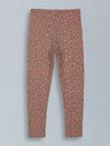 Peach abstract print leggings for little girls - Urbanrac