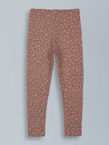 Peach abstract print leggings for little girls - Urbanrac