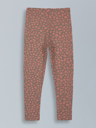 Peach abstract print leggings for little girls