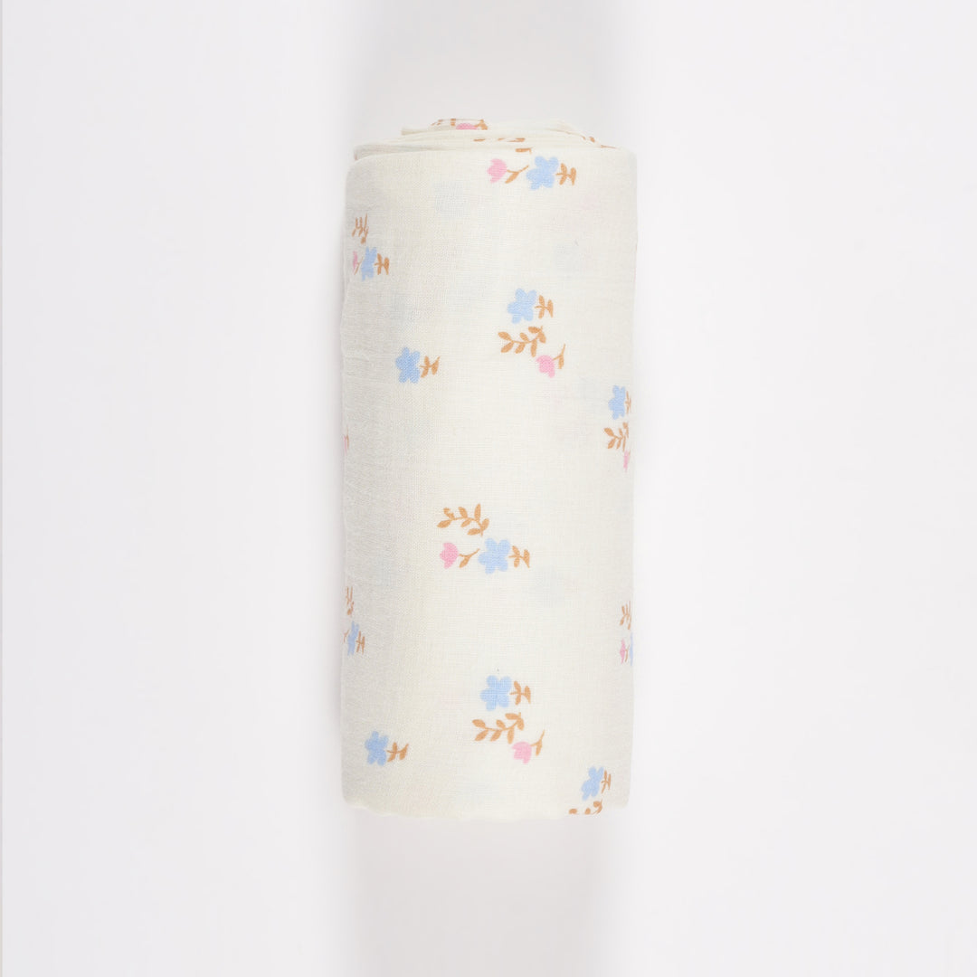 GOTS Certified Organic Muslin Baby Swaddle - Floral Print