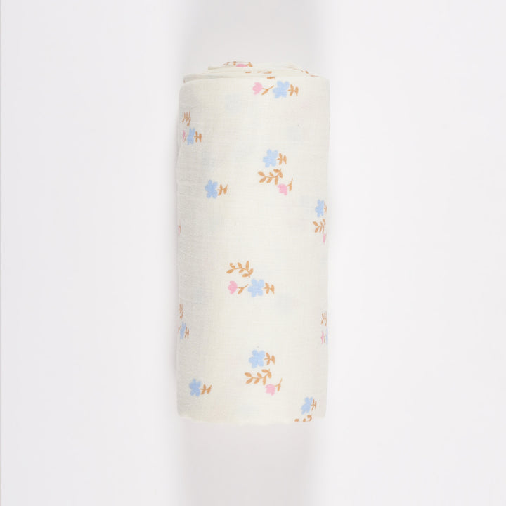 GOTS Certified Organic Muslin Baby Swaddle - Floral Print