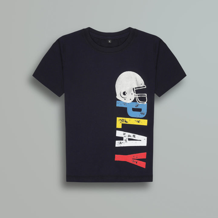 Navy Blue Play Print Boys T-Shirt