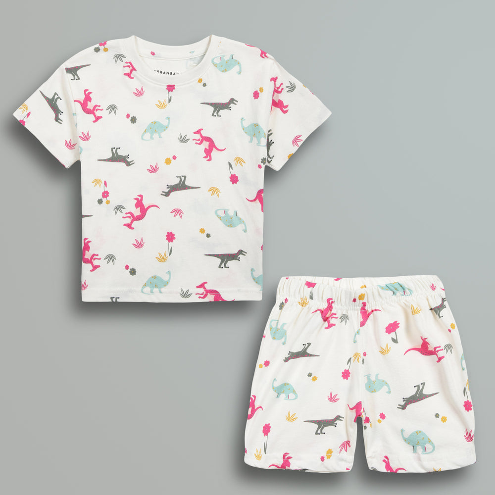 100% Cotton Co-Ord Sets | Little Kids | Vibrant Dino Print - Urbanrac