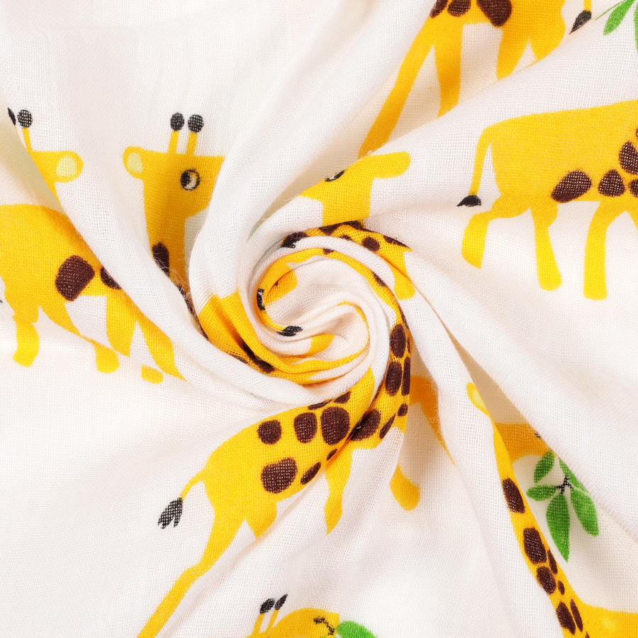 GOTS Certified Organic Muslin Baby Swaddles - Pack of 2 - Animal print and Solid Gray - Urbanrac