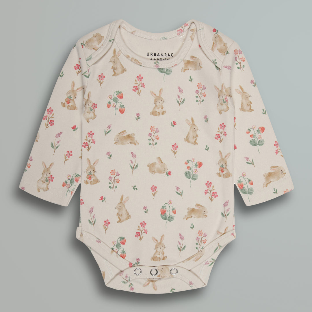 Cotton Onesies and Pant Set for Babies | Sleepwear | Bunny Floral Print