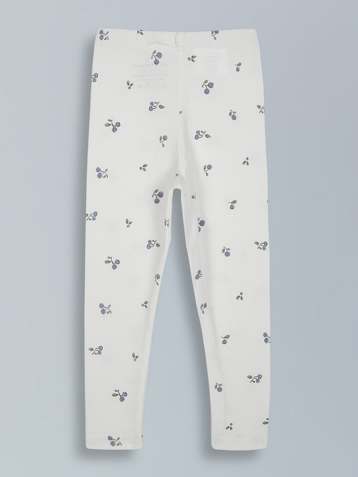 White blueberry print leggings for little girls