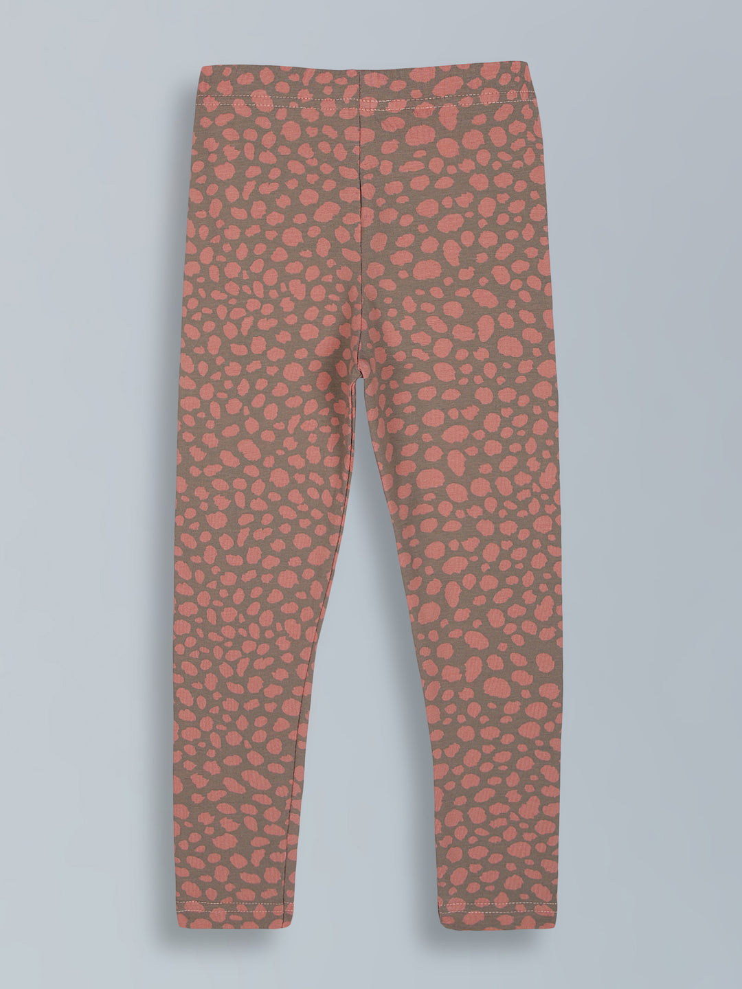 Peach abstract print leggings for little girls