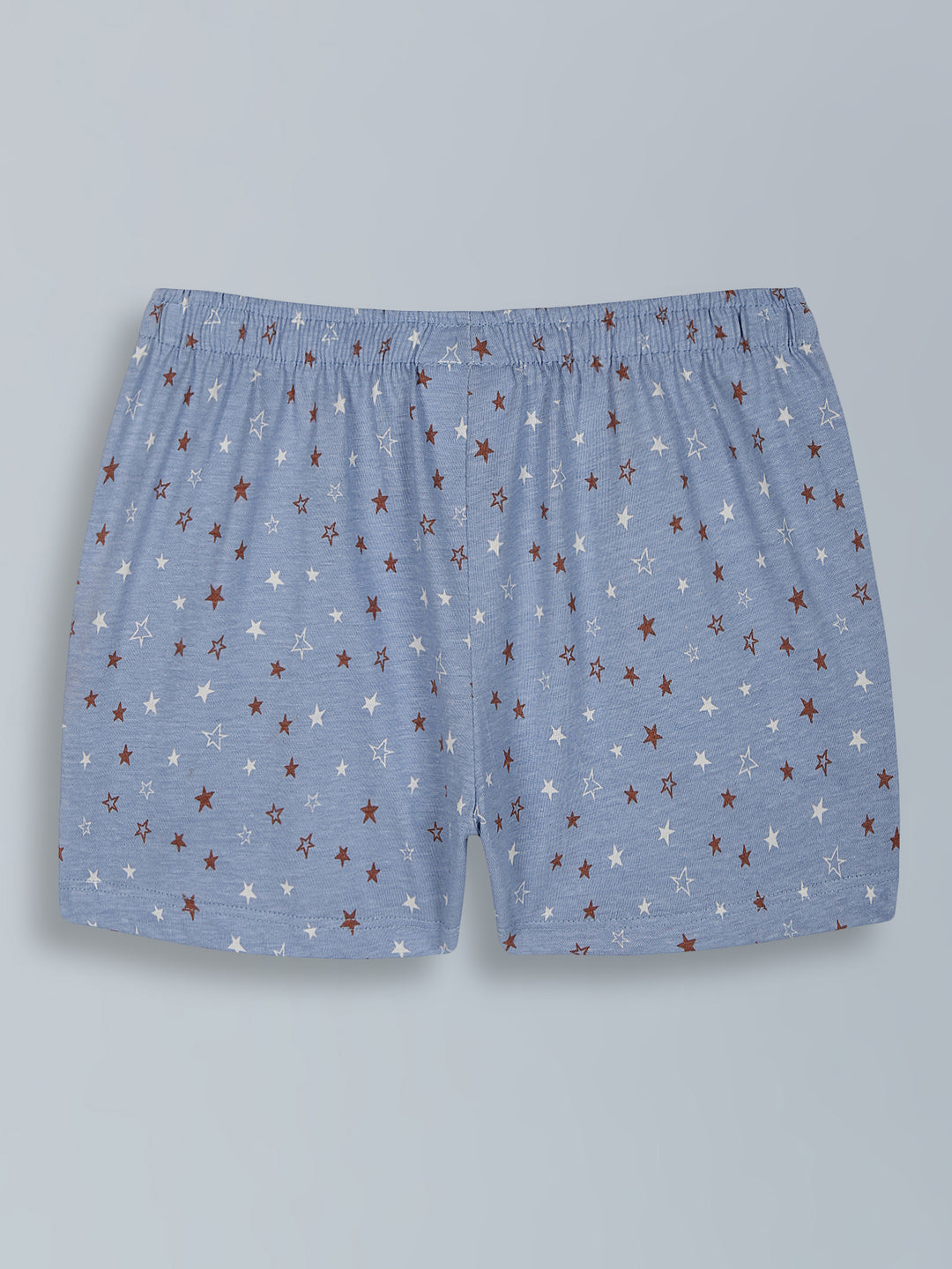 Girls Denim Blue Star Print Cotton Shorts