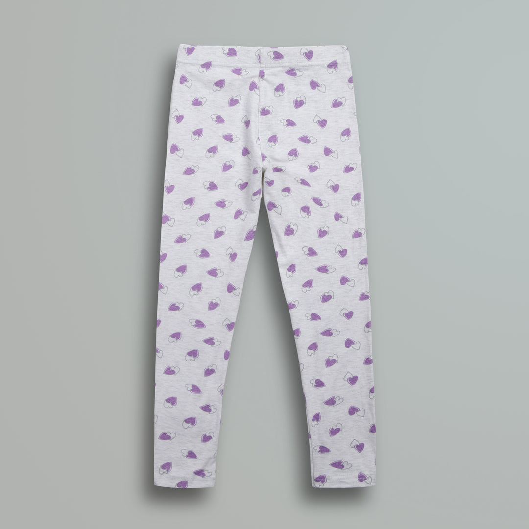 Grey with purple hearts leggings for girls