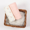 GOTS Certified Organic Muslin Baby Swaddles - Pack of 2 - Floral print and Solid Peach - Urbanrac