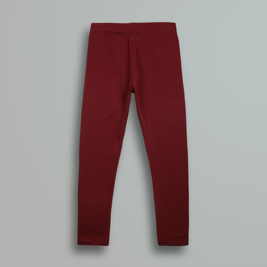 Maroon pattern leggings for girls - Urbanrac