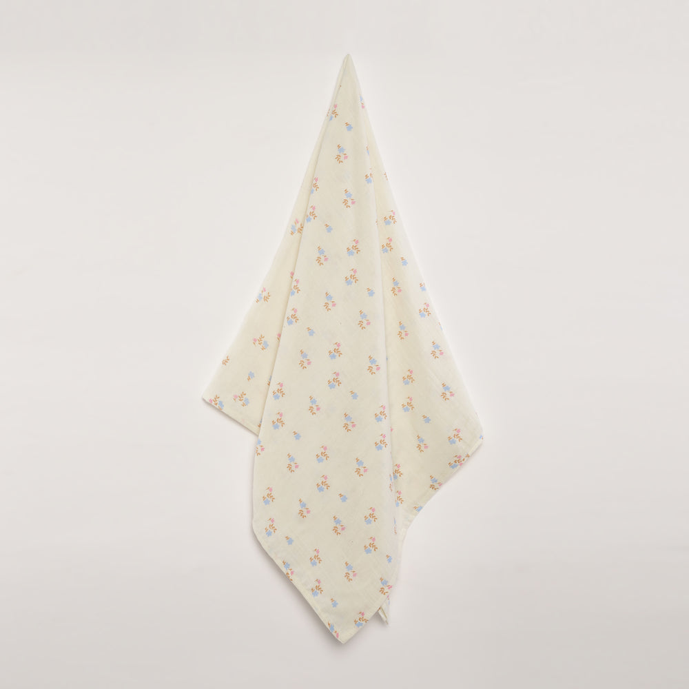 GOTS Certified Organic Muslin Baby Swaddles - Pack of 2 - Floral print and Solid Peach - Urbanrac