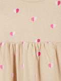 Beige Heart Print Sleeveless Cotton Dress for Little Girls - Urbanrac
