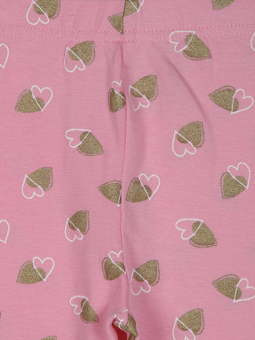 Pink with glitter hearts leggings for little girls