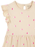Beige Frill Sleeves Cotton Dress for Little Girls - Urbanrac