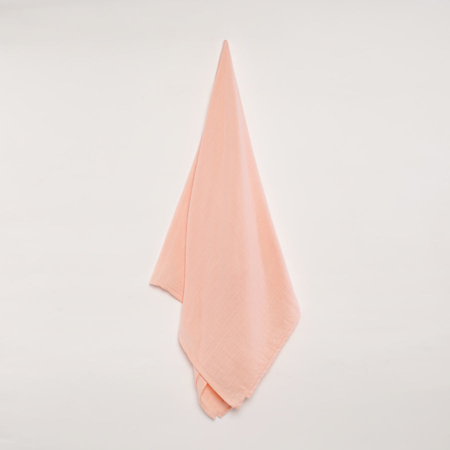 GOTS Certified Organic Muslin Baby Swaddles - Pack of 2 - Floral print and Solid Peach - Urbanrac