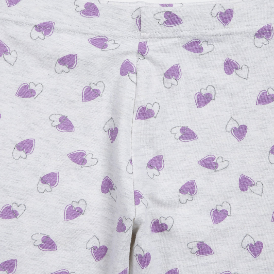 Grey with purple hearts leggings for girls