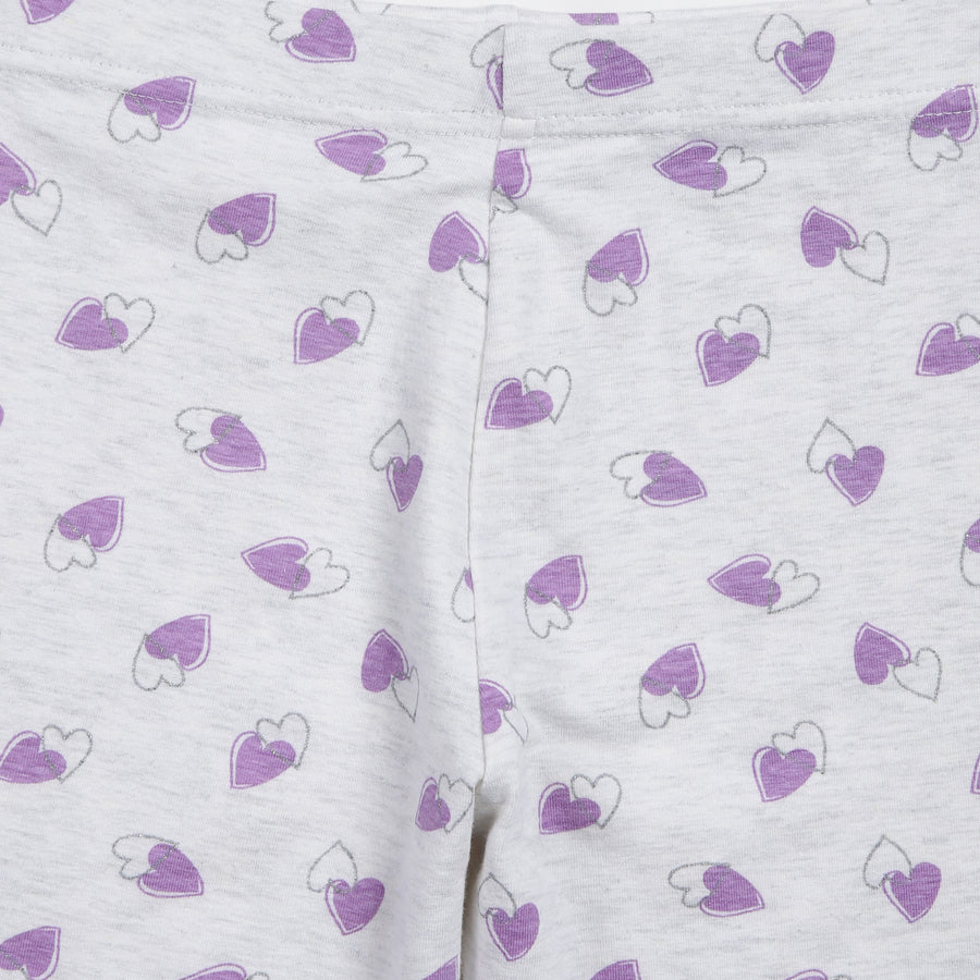 Grey with purple hearts leggings for girls - Urbanrac