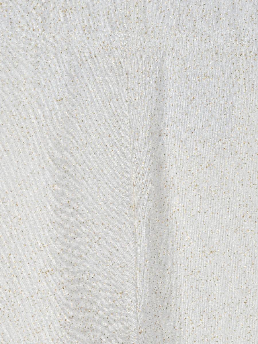 Elegant ivory gold sparkle leggings - Urbanrac