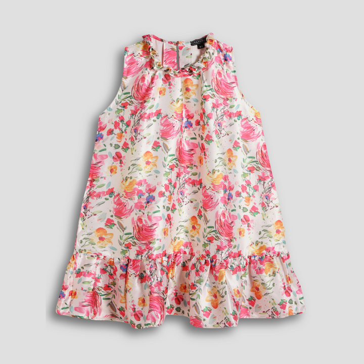 Vibrant floral celebration dress