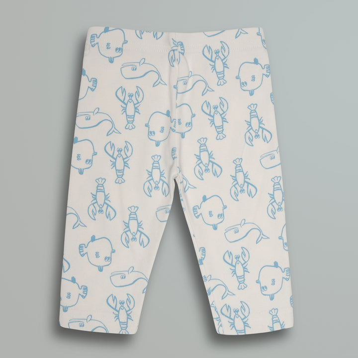 Cotton Onesies and Pant Set for Babies | Sleepwear | Sea Animals Print