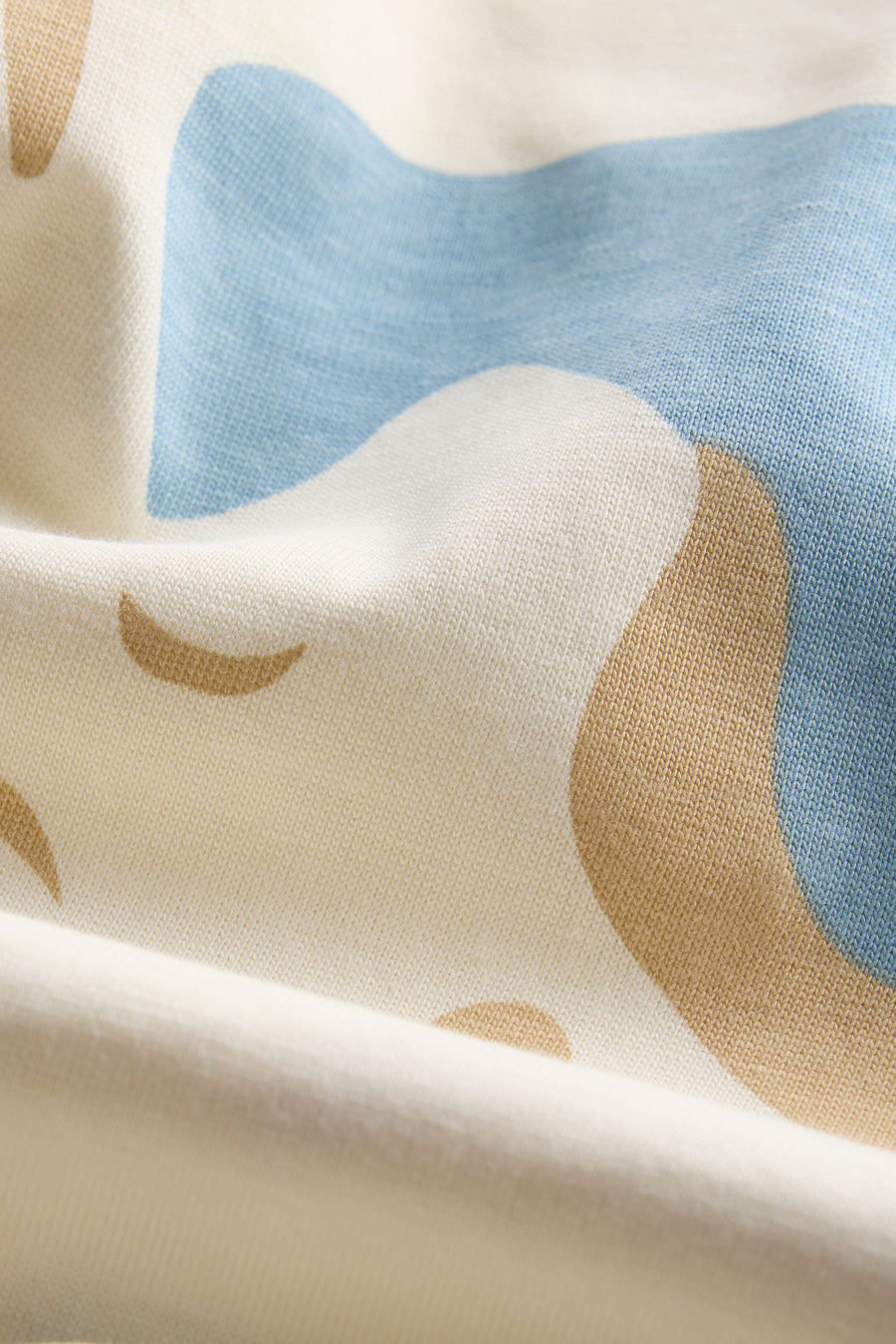 Boys & Girls Off-White Blue & Beige Camouflage Print Oversized Cotton T-Shirt