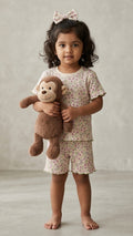 100% Cotton Co-Ord Set for Toddlers | Floral Off-White