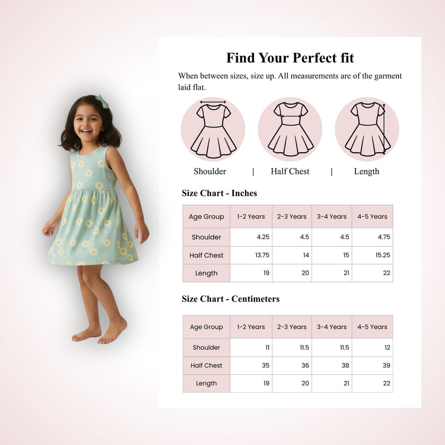 Pastel Aqua Green Floral Sleeveless Cotton Dress for Little Girls