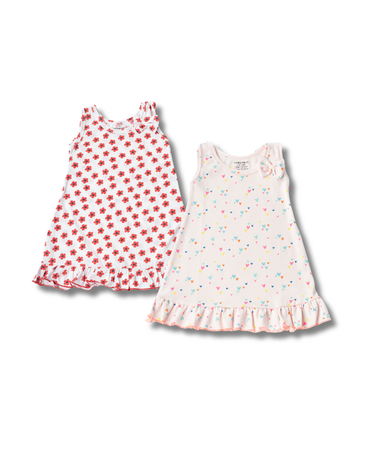 2 Pack Dresses - Charming hearts+ Red Floral