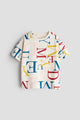 Boys & Girls Off-White Multicolor All-Over Letter Print Oversized Cotton T-Shirt
